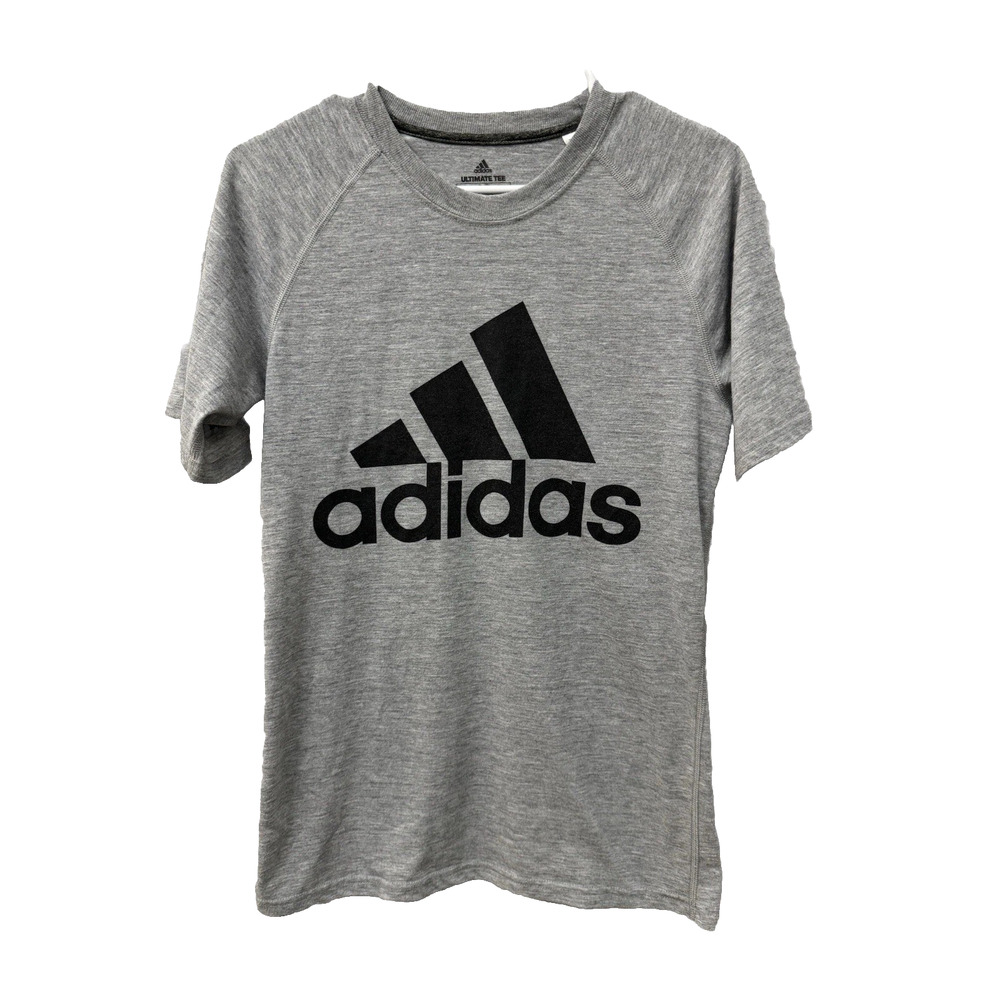 Adidas Tee Shirt Mens Small Gray Mountain Logo Athletic Gym Short Sleeve
